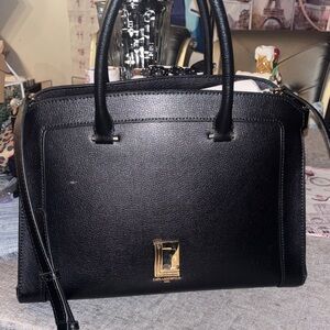 Karl Lagerfeld Black Textured Satchel